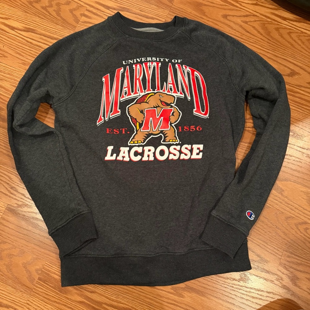 Champion Gray University of Maryland Lacrosse crewneck